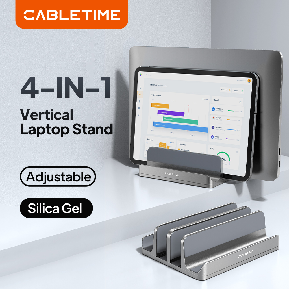 Vertical Laptop Stand - CABLETIME Vertikaler Laptop-Ständer aus Aluminium für