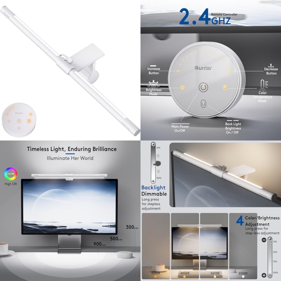 Desk Setup Home Office - Monitor-Lichtleiste mit Fernbedienung, Augenschonend Ohne Blendung,