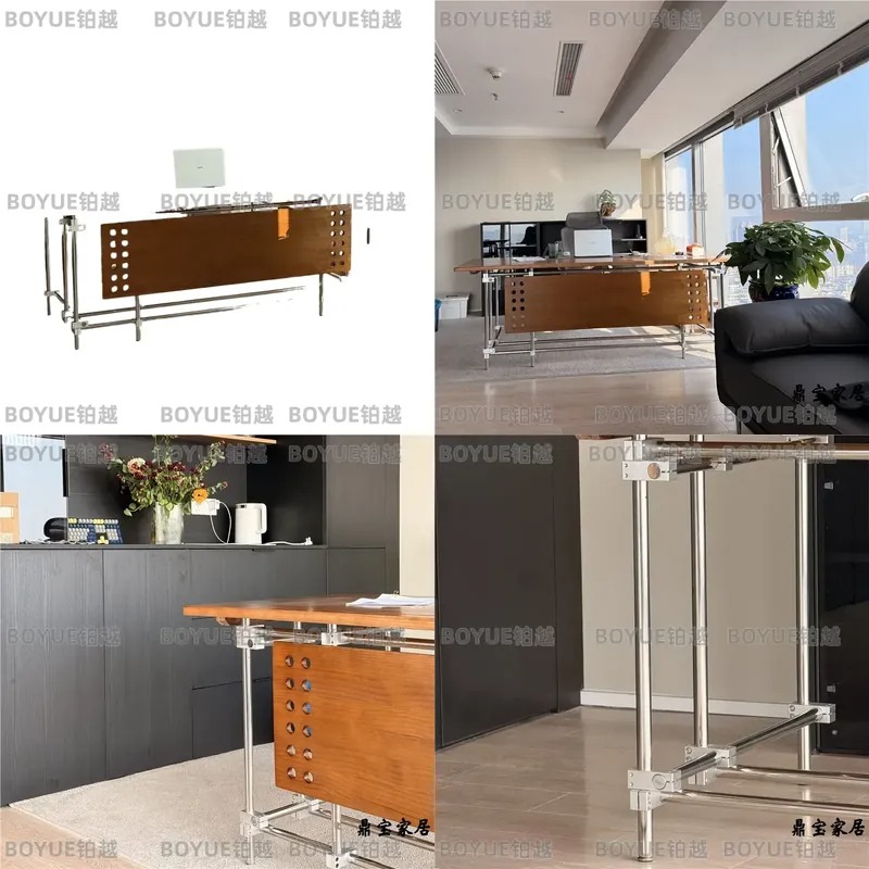 Desk Setup L Shaped - Bauhaus Massivholzschreibtisch im Retro-Industriestil, Computertisch für