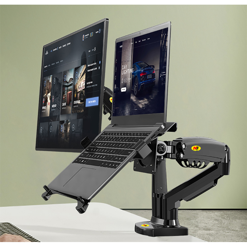 Dual Monitor Desk Setup - Desktop NB F160 + FP-2 Gasfeder-Doppelarm