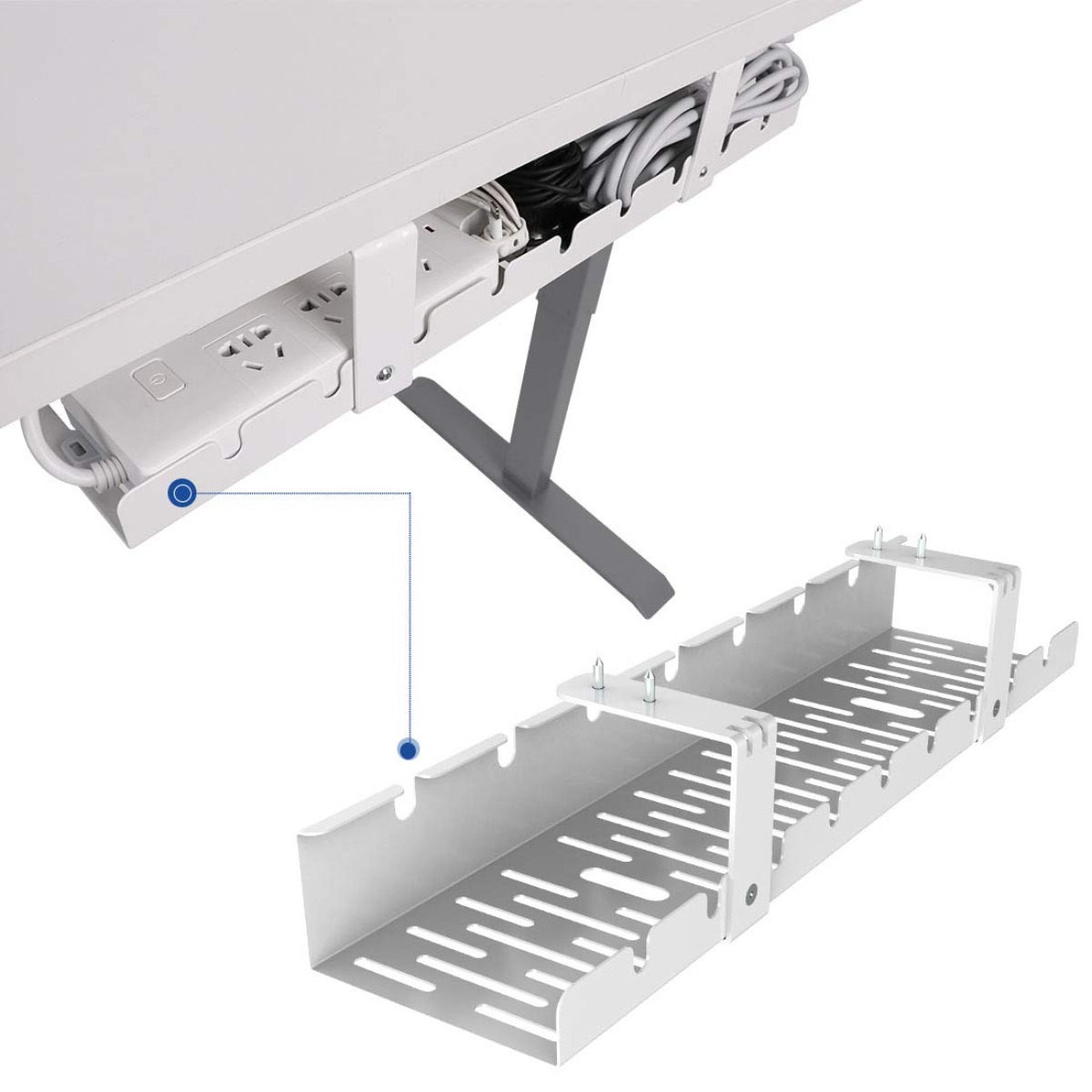 Desk Setup Living Room - Kabelmanagement-Ablage Schreibtisch-Organizer Unter-Tisch-Kabelregal Eisen-Aufbewahrungsbox Platzsparende Arbeitsplatz-Einrichtung