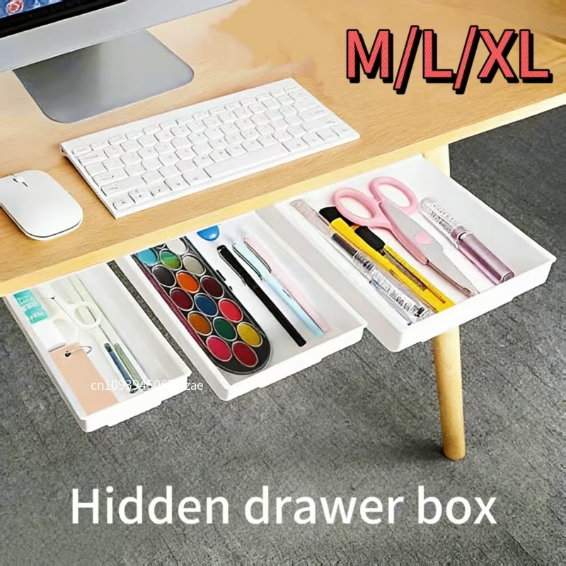 Desk Setup White - 1 Stück Weiße Selbstklebende Aufbewahrungsbox für