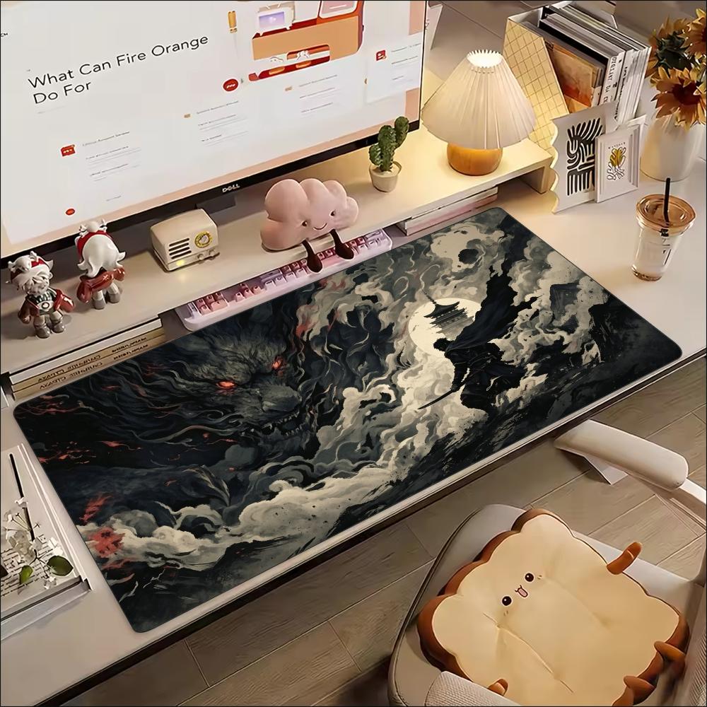 Desk Setup Gaming And Work - Oriental Ink Dragon Mountain Art Rutschfeste