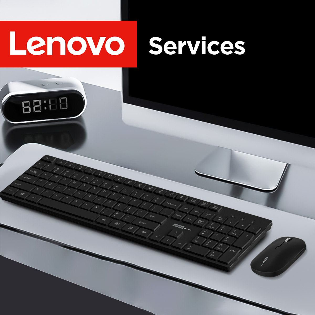 Desk Setup Keyboard - Lenovo KN220 Silent 2,4G kabellose Tastatur-Maus-Kombination,