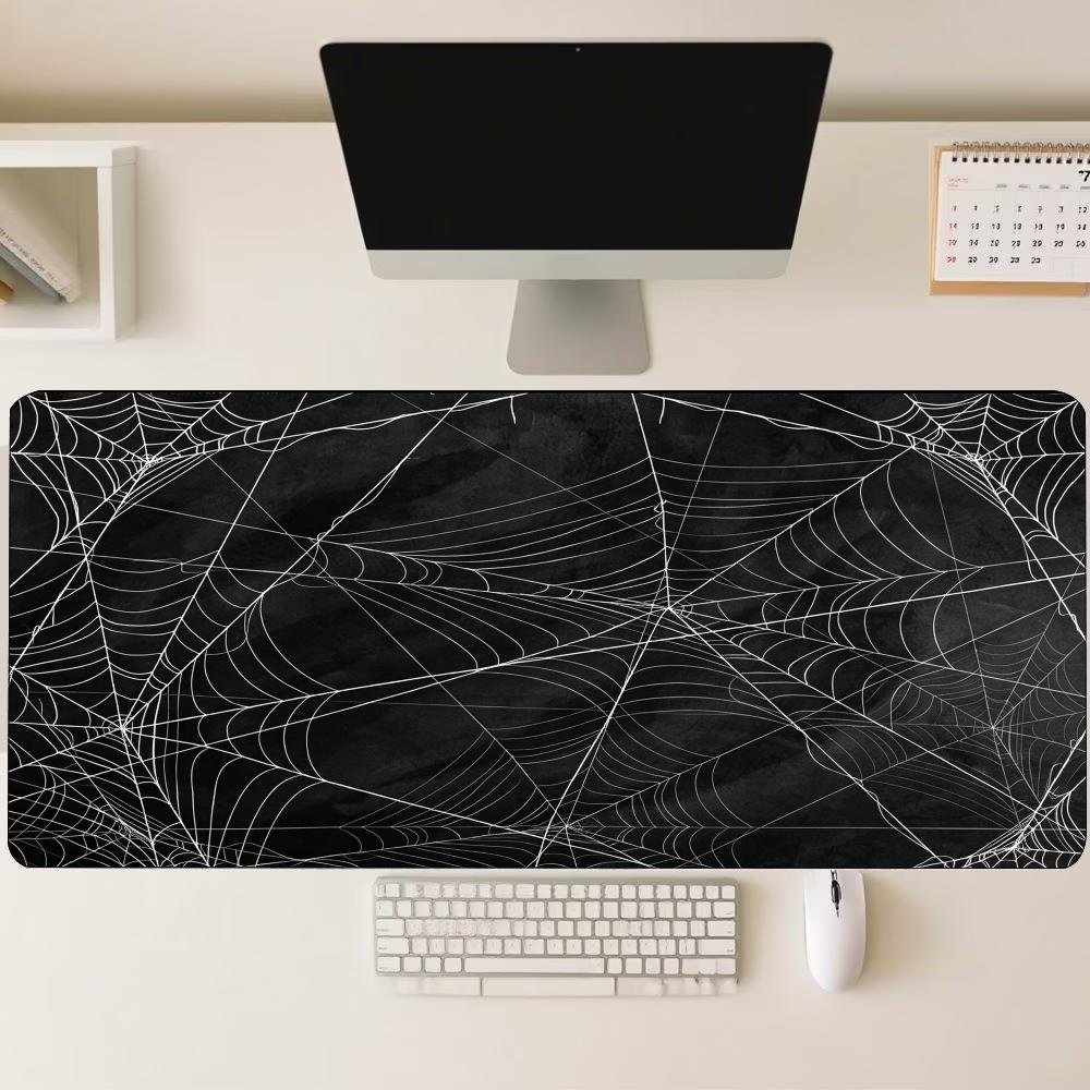 Desk Setup Gaming And Work - Gruseliges dunkles Spinnennetz, Gothic-Kunst, rutschfestes Gummi-Mauspad,