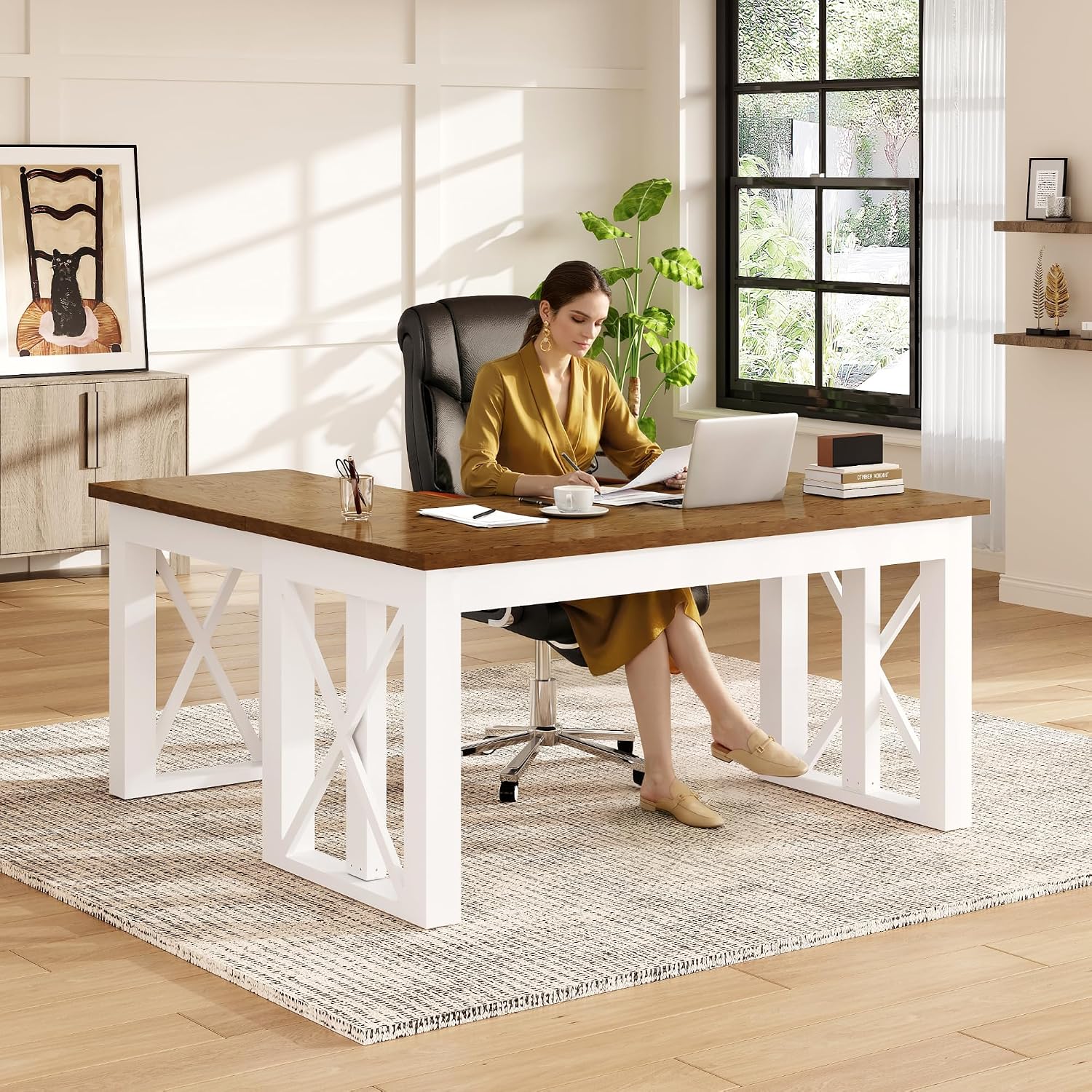 Desk Setup L Shaped - L-förmiger Stehschreibtisch mit Schublade, 55x48 Zoll