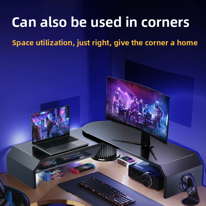 Dual Monitor Desk Setup - Gaming-Dual-Monitor-Ständer, Büro-Bildschirmhalterung, verstellbarer, drehbarer Desktop-Organizer für