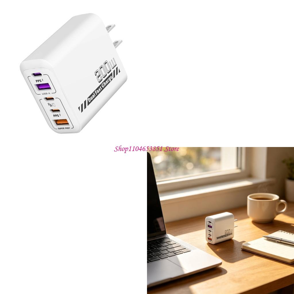 Desk Setup For 2 Laptops - 200 W 5-Port-Schnellladegerät mit 3 Typ-C-