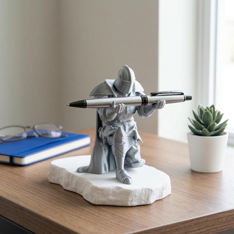 Desk Setup Home Office - Ritter-Stifthalter Einzigartiger Schreibtisch-Organizer Mittelalterliche Kniende Figurenfigur