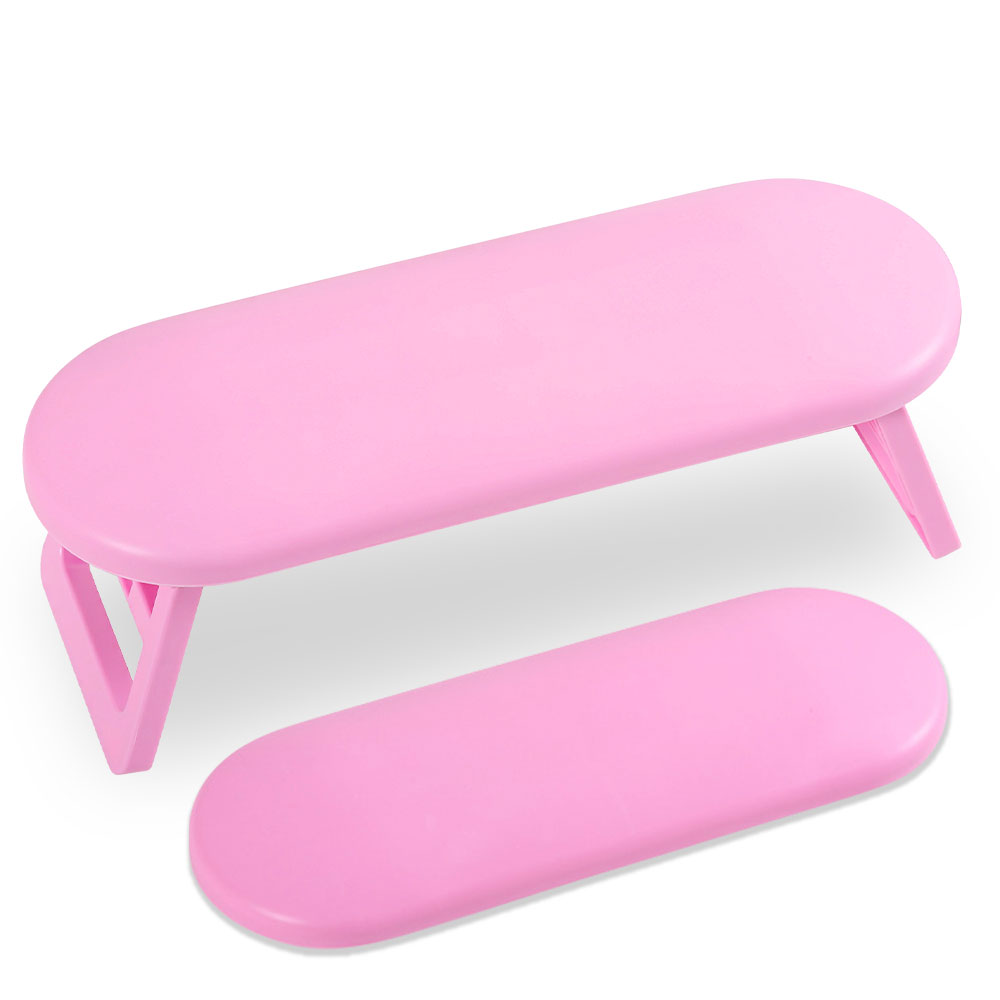 Desk Setup White - Rosa/Weiß Tragbares Design Nail Art Handkissen