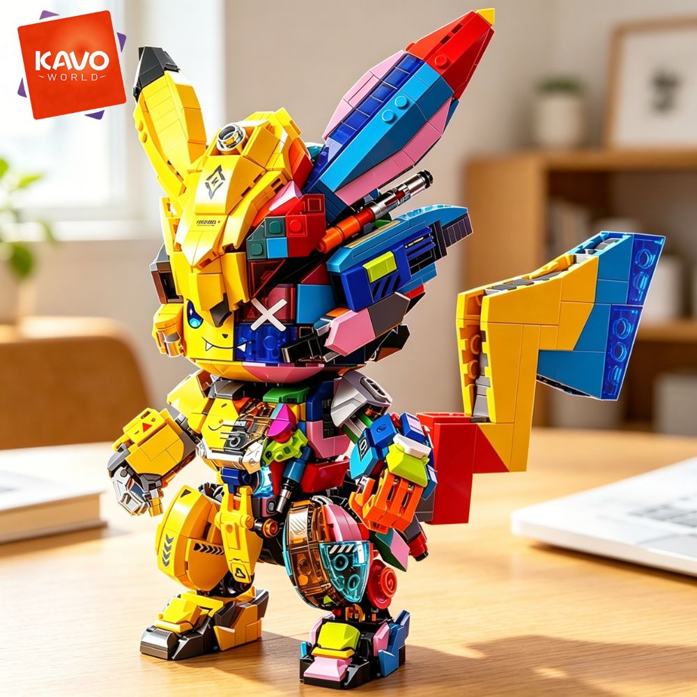 Desk Setup Build - KAVOWORLD 1505-teiliges DIY Mecha-Maus-Bausteinset, halbtransparent, Anime-Demontage,