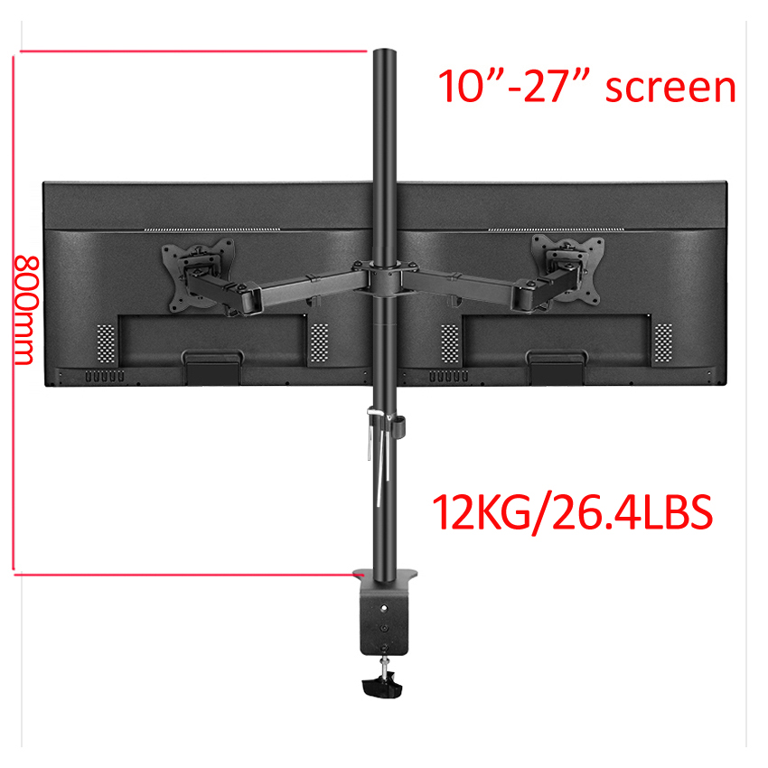 Dual Monitor Desk Setup - T902-280 360° drehbarer Stahl-Dual-Monitorhalter für 10'-27'-Zoll-Monitore,