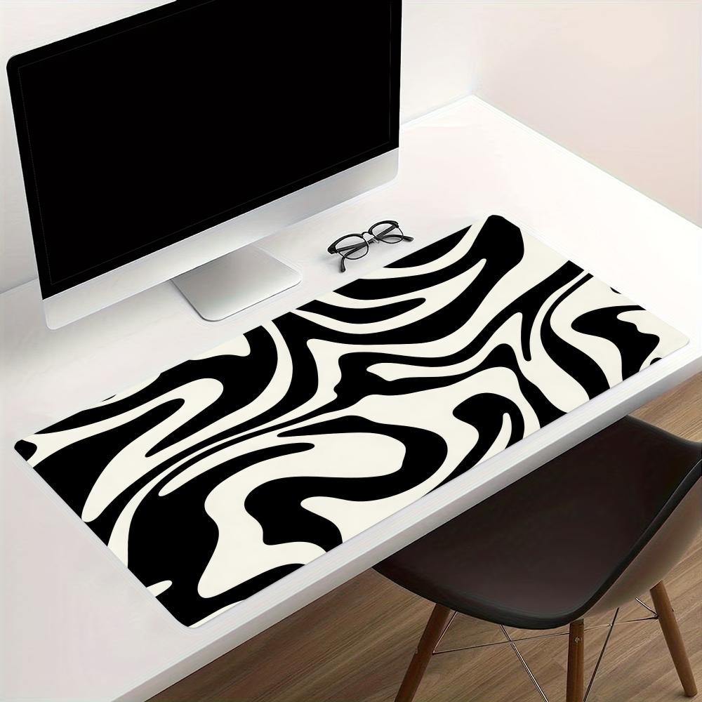Desk Setup Gaming And Work - Moderne abstrakte Wirbel-Zebra-Kunst, rutschfeste Gummi-Mausunterlage, große