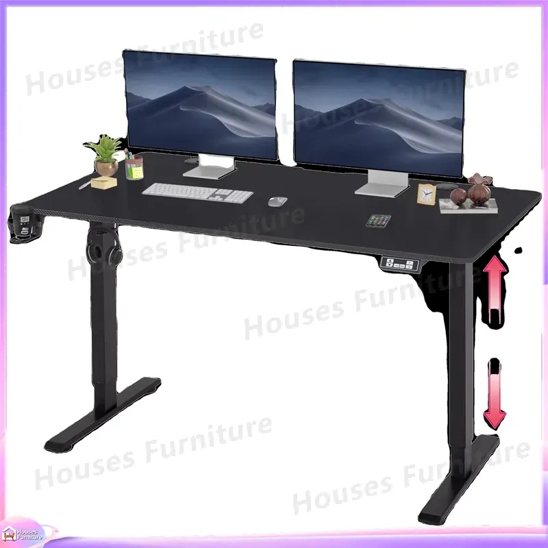 Desk Setup L Shaped - Großer Gaming-Computertisch mit RGB-LED-Beleuchtung, Höhenverstellbar, Ergonomisches