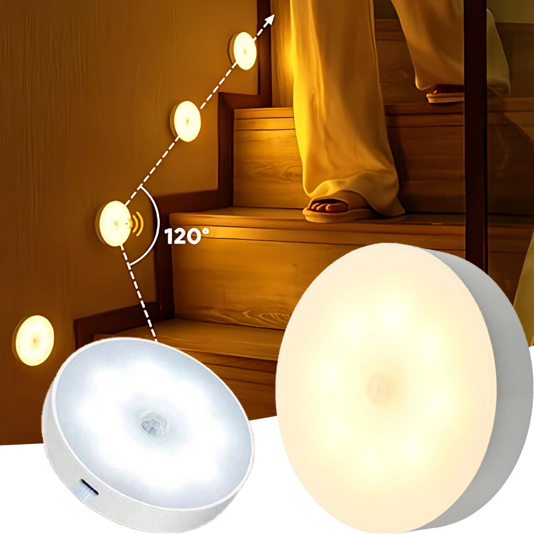 Desk Setup White - Wiederaufladbares Nachtlicht mit Bewegungsmelder, warmweiße LED-Schranklampe,
