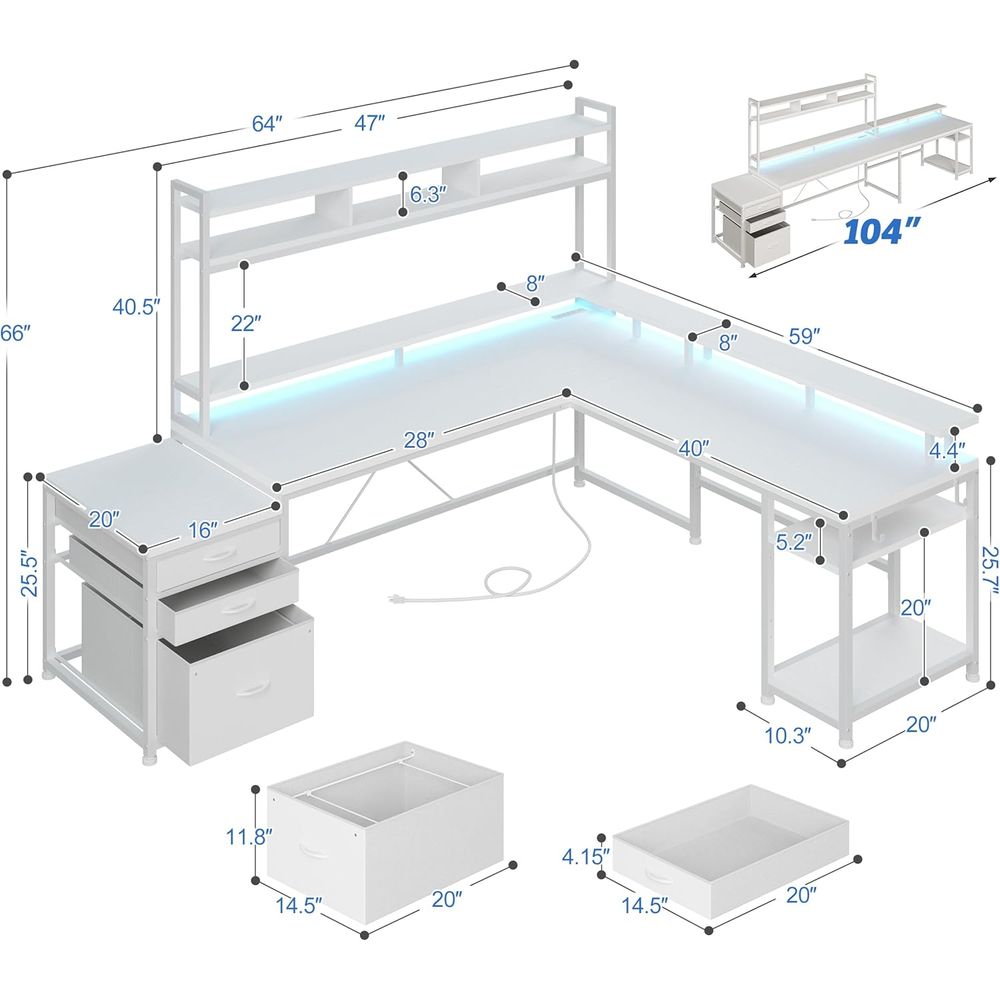 104-Zoll L-förmiger Schreibtis – Dual Monitor Desk Setup Bewertung und Preis