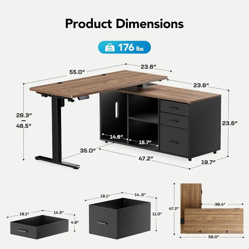 HUANUO 55 Zoll L-förmiger Steh – Desk Setup L Shaped Bewertung und Preis