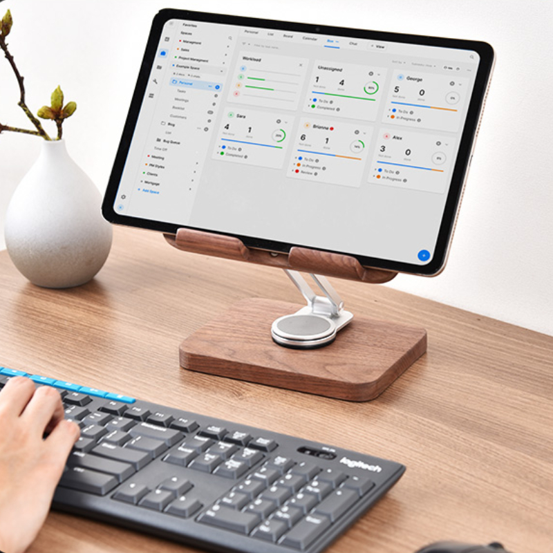 Schwarzer Walnuss-iPad-Ständer – Desk Setup Living Room Bewertung und Preis