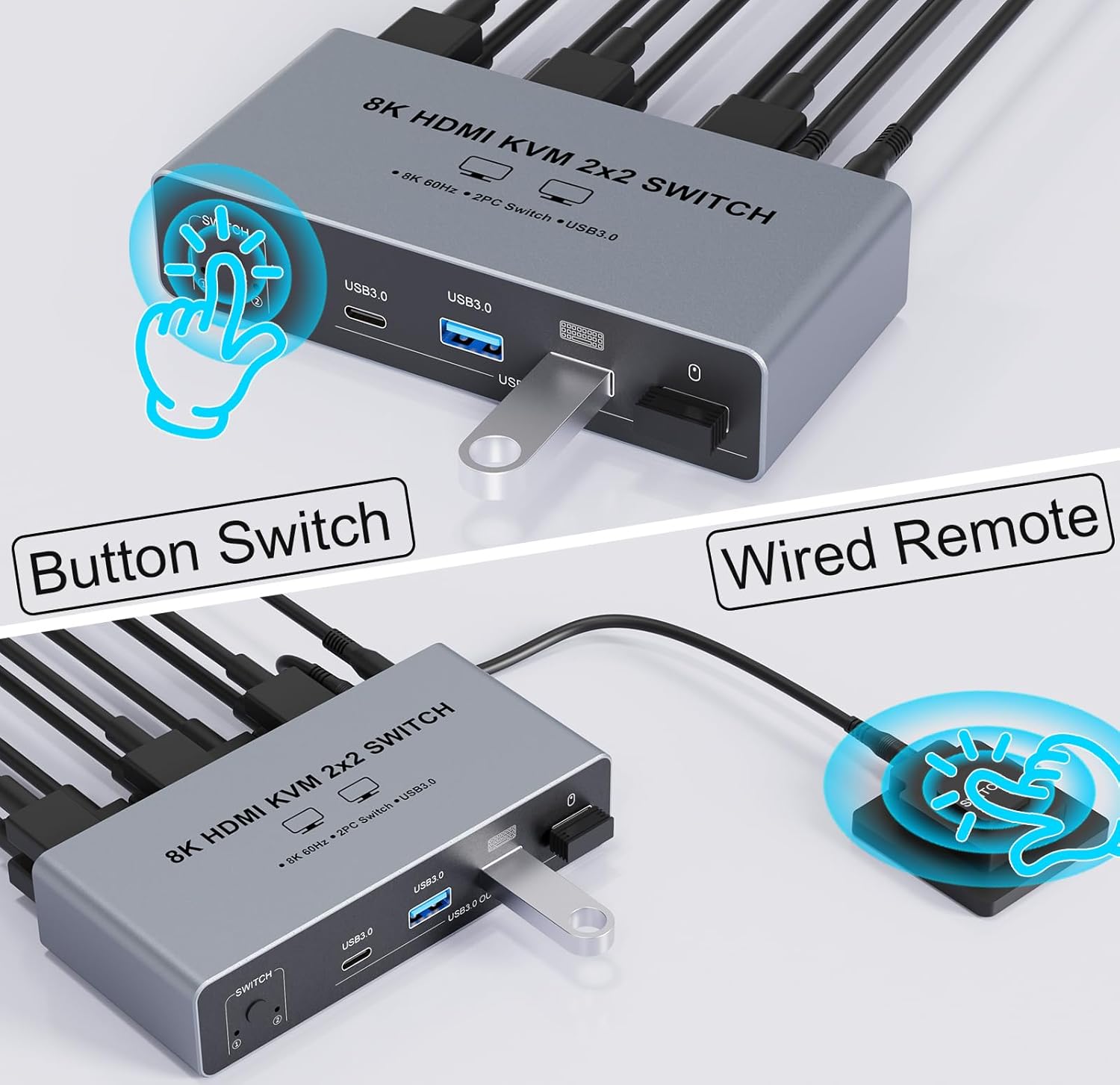 8K@60Hz HDMI 2.1 KVM-Switch 2x – Dual Monitor Desk Setup Bewertung und Preis