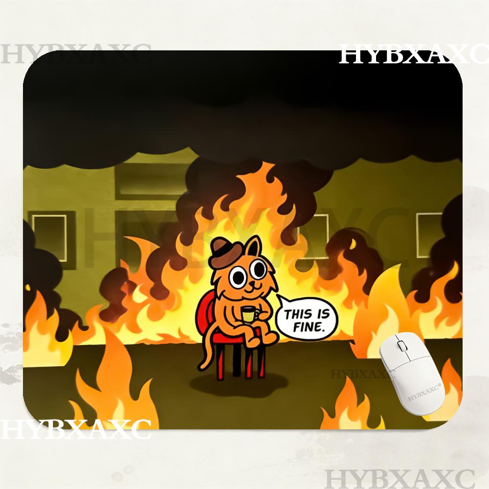 HYBXAXC This Is Fine Cat Meme  – Work Desk Home Setup Bewertung und Preis