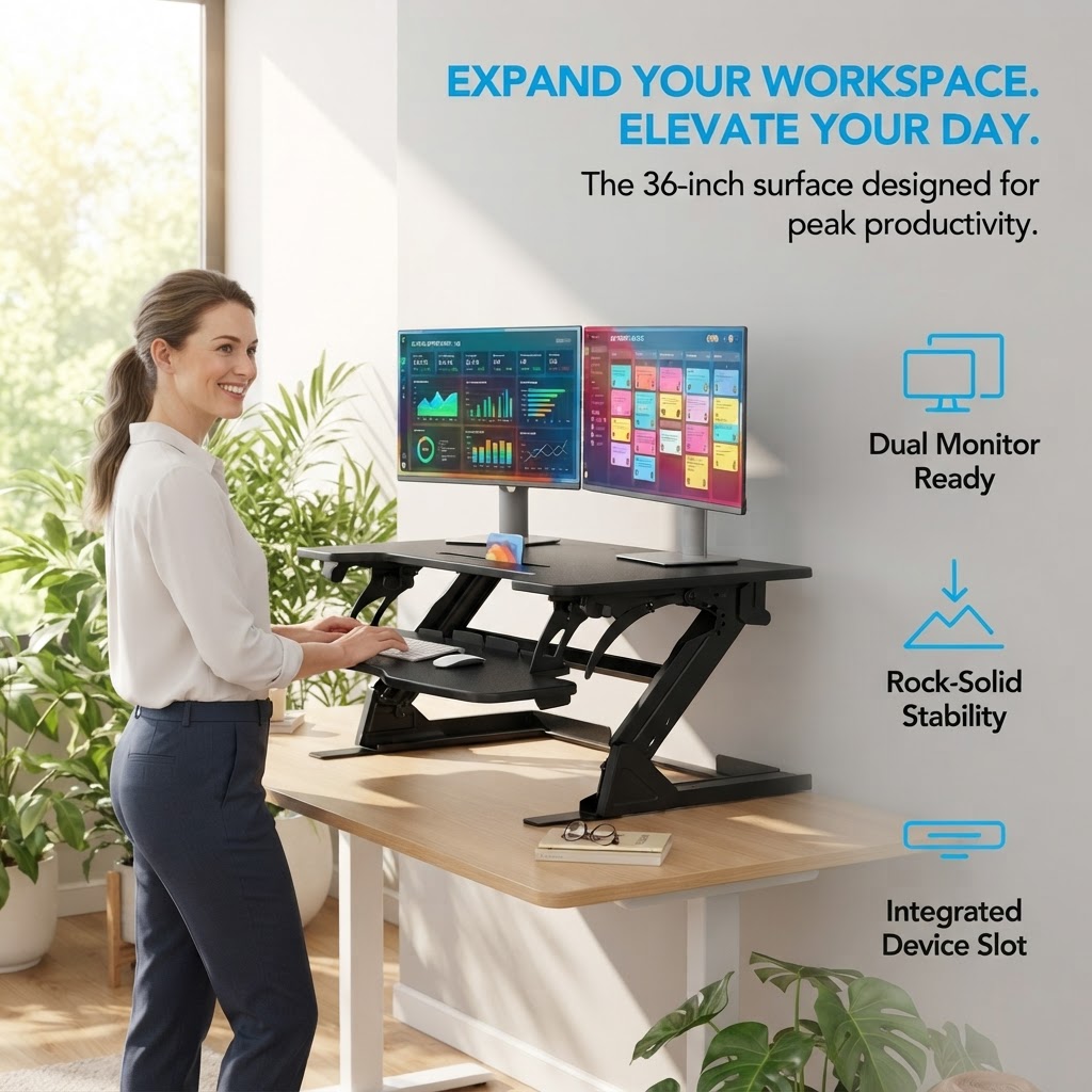 36-Zoll Z-förmiger Stehpult-Au – Dual Monitor Desk Setup Bewertung und Preis